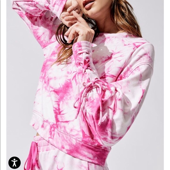 NWT $256 Carbon38 Sweat Set Electric Pink Tie Dye Size Small - Picture 2 of 15